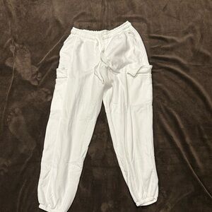 White Cargo Sweatpants